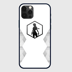 Чехол для iPhone 12 Pro Tomb Raider white poly, цвет: 3D-черный