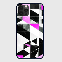 Чехол для iPhone 12 Pro Black and pink abstraction on a white background, цвет: 3D-черный