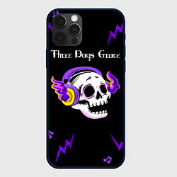 Чехол для iPhone 12 Pro Three Days Grace неоновый череп, цвет: 3D-черный