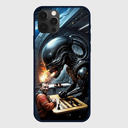 Чехол для iPhone 12 Pro Шахматы: Гагарин vs Чужой, цвет: 3D-черный