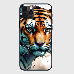 Чехол для iPhone 12 Pro Серьезный тигр, цвет: 3D-черный