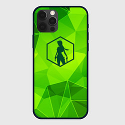 Чехол для iPhone 12 Pro Tomb Raider green poly, цвет: 3D-черный