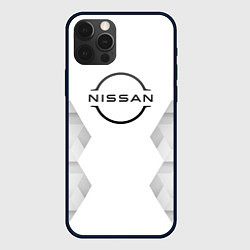 Чехол для iPhone 12 Pro Nissan white poly, цвет: 3D-черный