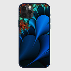 Чехол для iPhone 12 Pro Фрактальный узор голубой, цвет: 3D-черный