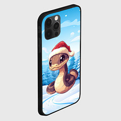 Чехол для iPhone 12 Pro Новогодняя коричневая змейка 2025, цвет: 3D-черный — фото 2
