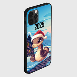 Чехол для iPhone 12 Pro Новогодняя коричневая змейка 2025, цвет: 3D-черный — фото 2