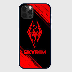 Чехол для iPhone 12 Pro Skyrim - red gradient, цвет: 3D-черный