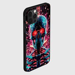 Чехол для iPhone 12 Pro Neon cyber skull - ai art fantasy, цвет: 3D-черный — фото 2