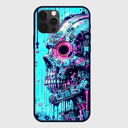 Чехол для iPhone 12 Pro Cyber skull - blots sketch, цвет: 3D-черный