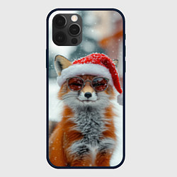 Чехол для iPhone 12 Pro Новогодняя лиса в очках, цвет: 3D-черный