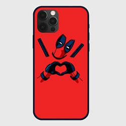 Чехол для iPhone 12 Pro Дэдпул - сердечко, цвет: 3D-черный