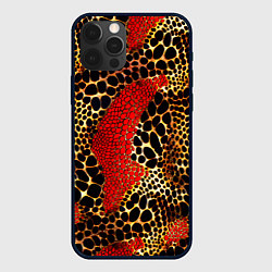 Чехол для iPhone 12 Pro Красно-черно-золотая змеиная кожа, цвет: 3D-черный