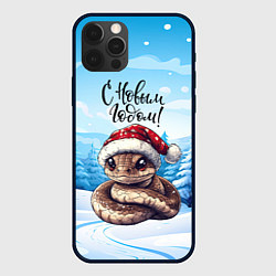 Чехол для iPhone 12 Pro Новогодняя змея символ 2025 года, цвет: 3D-черный