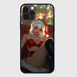 Чехол для iPhone 12 Pro Девушка в костюме Санты, цвет: 3D-черный