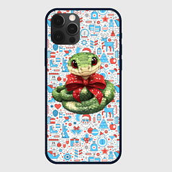 Чехол для iPhone 12 Pro Змейка с красным бантиком, цвет: 3D-черный