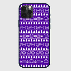 Чехол для iPhone 12 Pro Geometry Dash - pattern новогодний, цвет: 3D-черный