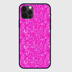 Чехол для iPhone 12 Pro Амонг ас - паттерн, цвет: 3D-черный