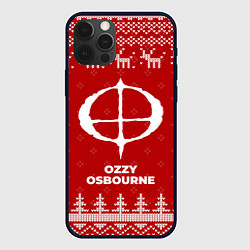 Чехол для iPhone 12 Pro Новогодний Ozzy Osbourne с оленями, цвет: 3D-черный