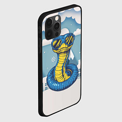 Чехол для iPhone 12 Pro Синяя змея в очках, цвет: 3D-черный — фото 2