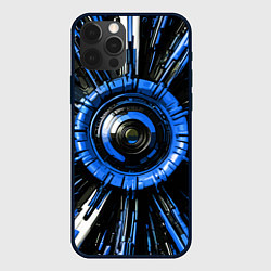 Чехол для iPhone 12 Pro Чёрно-синяя сфера киберпанк, цвет: 3D-черный