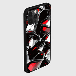 Чехол для iPhone 12 Pro Красно-белый паттерн на чёрном фоне, цвет: 3D-черный — фото 2