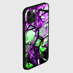Чехол для iPhone 12 Pro Чёрно-зелёная абстракция на фиолетовом фоне, цвет: 3D-черный — фото 2