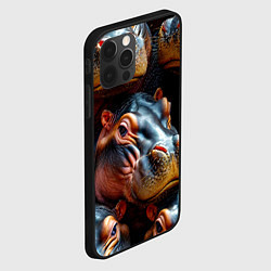 Чехол для iPhone 12 Pro Бегемоты, цвет: 3D-черный — фото 2
