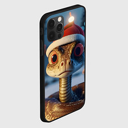 Чехол для iPhone 12 Pro Новогодний змееныш в шапочке, цвет: 3D-черный — фото 2