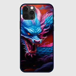Чехол для iPhone 12 Pro Рогатый дракон, цвет: 3D-черный