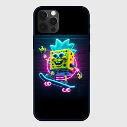 Чехол для iPhone 12 Pro Sponge Bob on a skateboard - ai art fantasy, цвет: 3D-черный