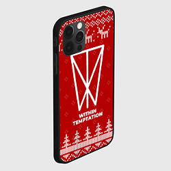 Чехол для iPhone 12 Pro Новогодний Within Temptation с оленями, цвет: 3D-черный — фото 2