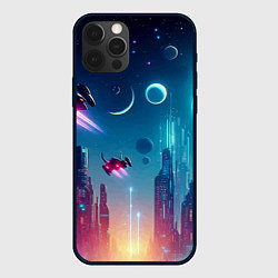 Чехол для iPhone 12 Pro Neon metropolis in the future - ai art fantasy, цвет: 3D-черный