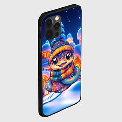 Чехол для iPhone 12 Pro Новогодняя змейка и неоновые домики, цвет: 3D-черный — фото 2