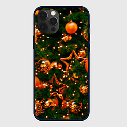 Чехол для iPhone 12 Pro Новогодние игрушки на ветках, цвет: 3D-черный