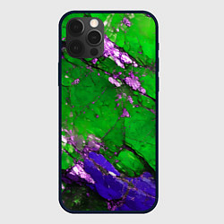 Чехол для iPhone 12 Pro A purple mineral in a green stone, цвет: 3D-черный