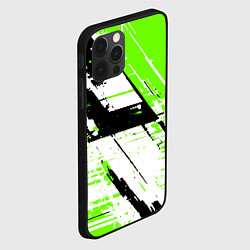 Чехол для iPhone 12 Pro Diagonal black and green stripes on a white backgr, цвет: 3D-черный — фото 2