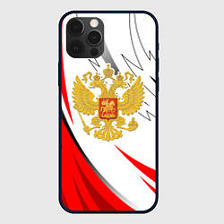 Чехол для iPhone 12 Pro Российский красный - герб, цвет: 3D-черный