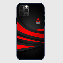 Чехол для iPhone 12 Pro Mitsubishi - красная волна, цвет: 3D-черный