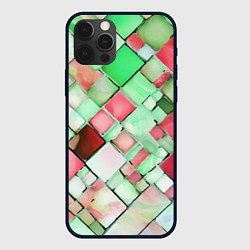 Чехол для iPhone 12 Pro Red and green relief squares, цвет: 3D-черный