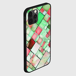 Чехол для iPhone 12 Pro Red and green relief squares, цвет: 3D-черный — фото 2