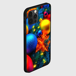 Чехол для iPhone 12 Pro Разноцветные шары на елке, цвет: 3D-черный — фото 2