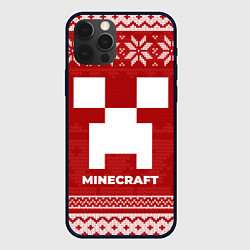 Чехол для iPhone 12 Pro Новогодний Minecraft, цвет: 3D-черный