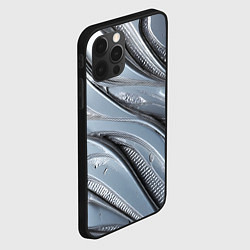 Чехол для iPhone 12 Pro Полированный металл серебряный, цвет: 3D-черный — фото 2