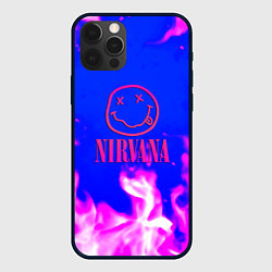 Чехол для iPhone 12 Pro Nirvana neon flame, цвет: 3D-черный