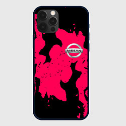 Чехол для iPhone 12 Pro Nissan fire pink, цвет: 3D-черный