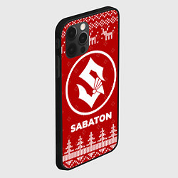 Чехол для iPhone 12 Pro Новогодний Sabaton с оленями, цвет: 3D-черный — фото 2