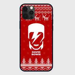 Чехол для iPhone 12 Pro Новогодний David Bowie с оленями, цвет: 3D-черный