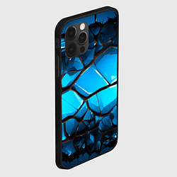 Чехол для iPhone 12 Pro Синяя текстура объемных плит, цвет: 3D-черный — фото 2