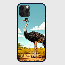 Чехол для iPhone 12 Pro Страус в природе, цвет: 3D-черный