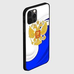 Чехол для iPhone 12 Pro Герб России - белый и синий, цвет: 3D-черный — фото 2